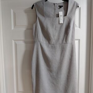 Ann Taylor Gray Striped Midi Dress